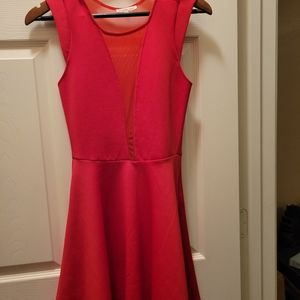Red dress with mesh top